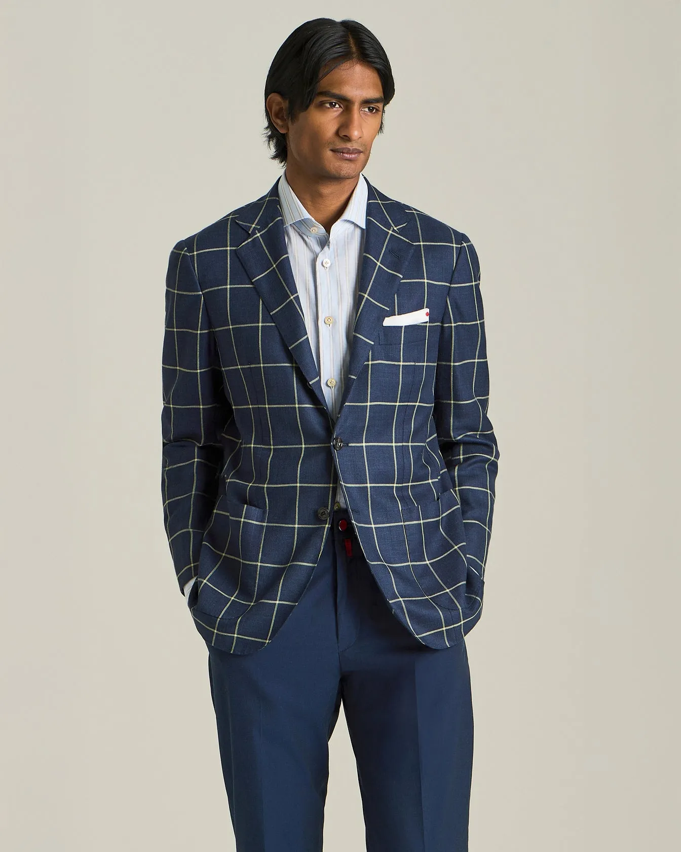 CHECKED CASHMERE BLEND BLAZER