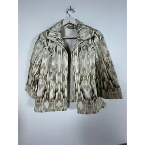 Chico's Women's Open Front Aztec Print Long Sleeve Casual Blazer Jacket Brown 1