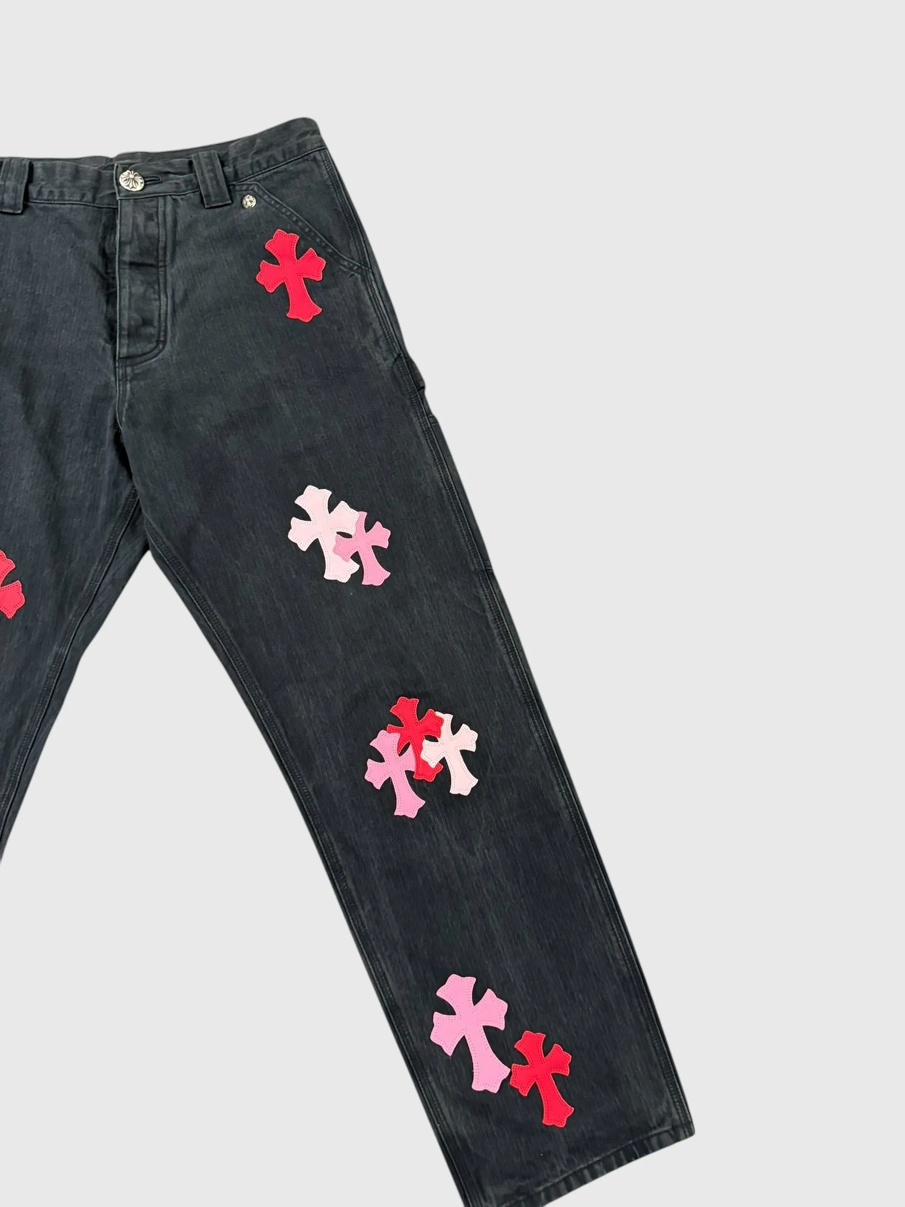 Chrome Hearts Cross Patch Herringbone Carpenter Pants