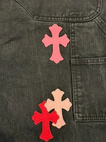 Chrome Hearts Cross Patch Herringbone Carpenter Pants