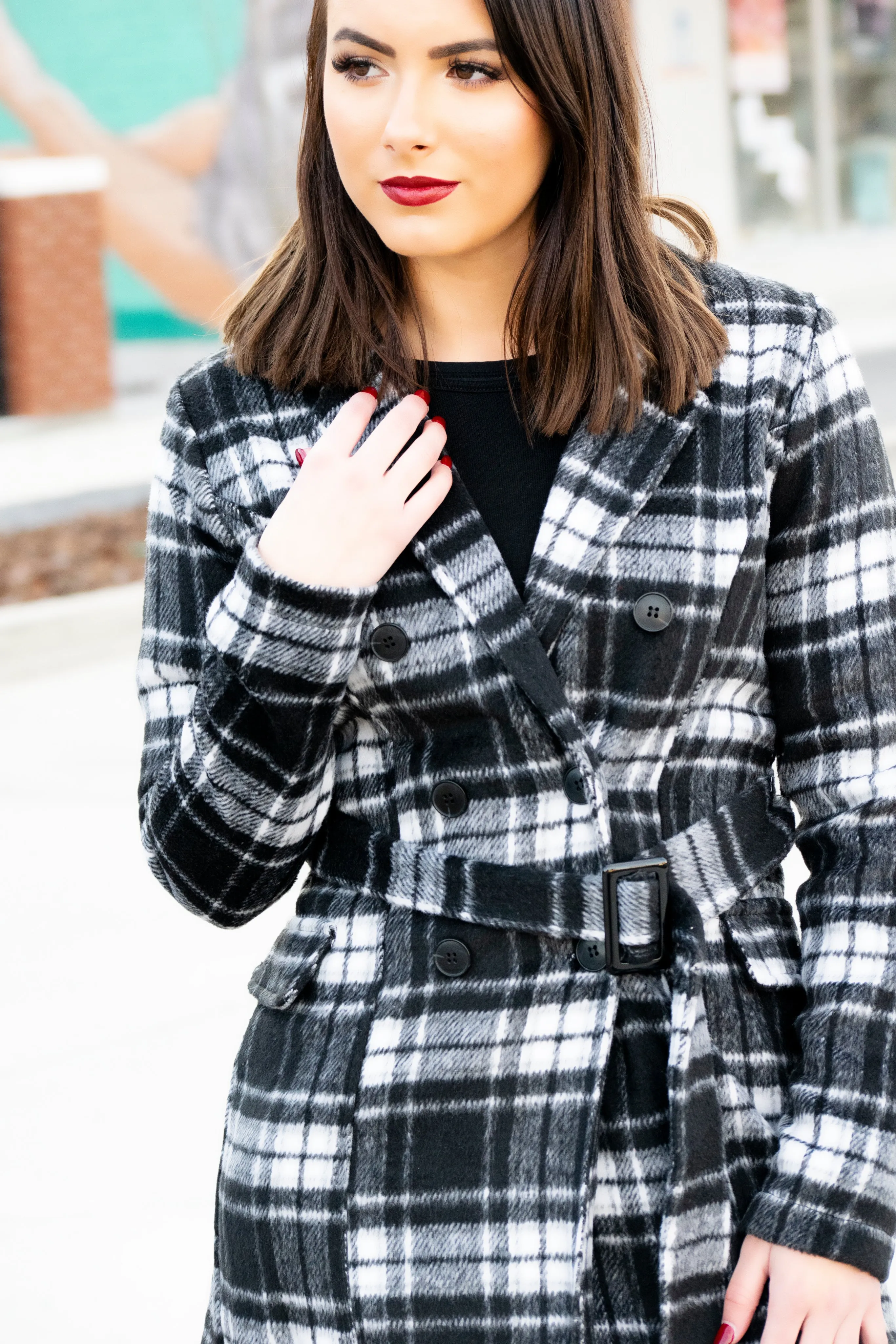 City Girl Black Plaid Jacket