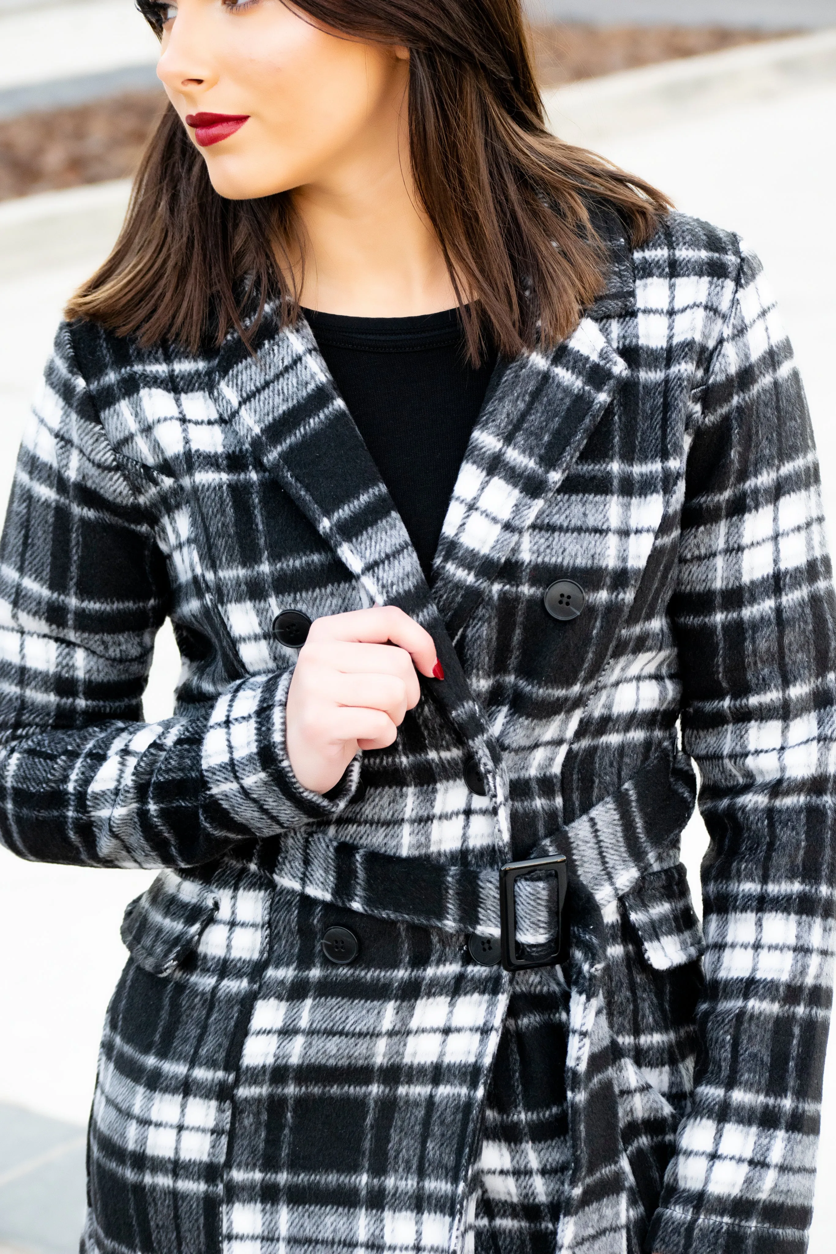 City Girl Black Plaid Jacket