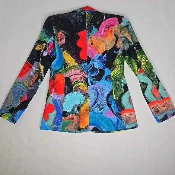 Claire Desjardins Designer Blazer Jacket Abstract Colorful Art to Wear Design SP