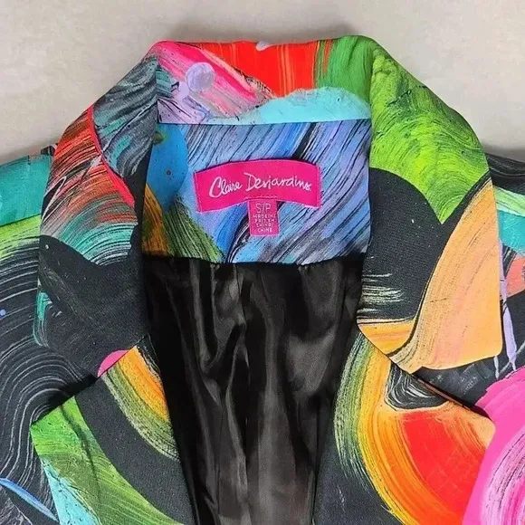 Claire Desjardins Designer Blazer Jacket Abstract Colorful Art to Wear Design SP