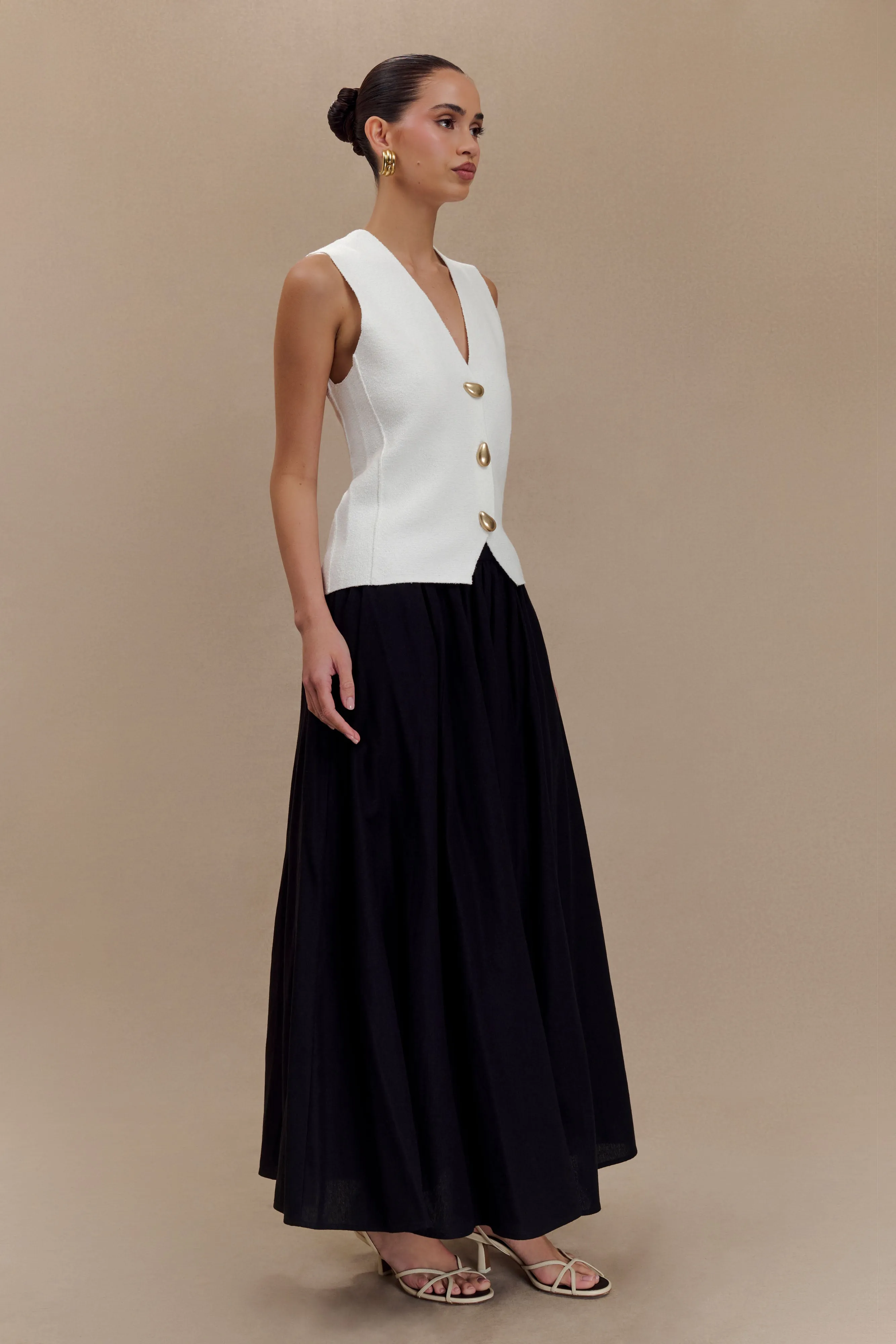 Clarence Linen A-Line Maxi Skirt - Black