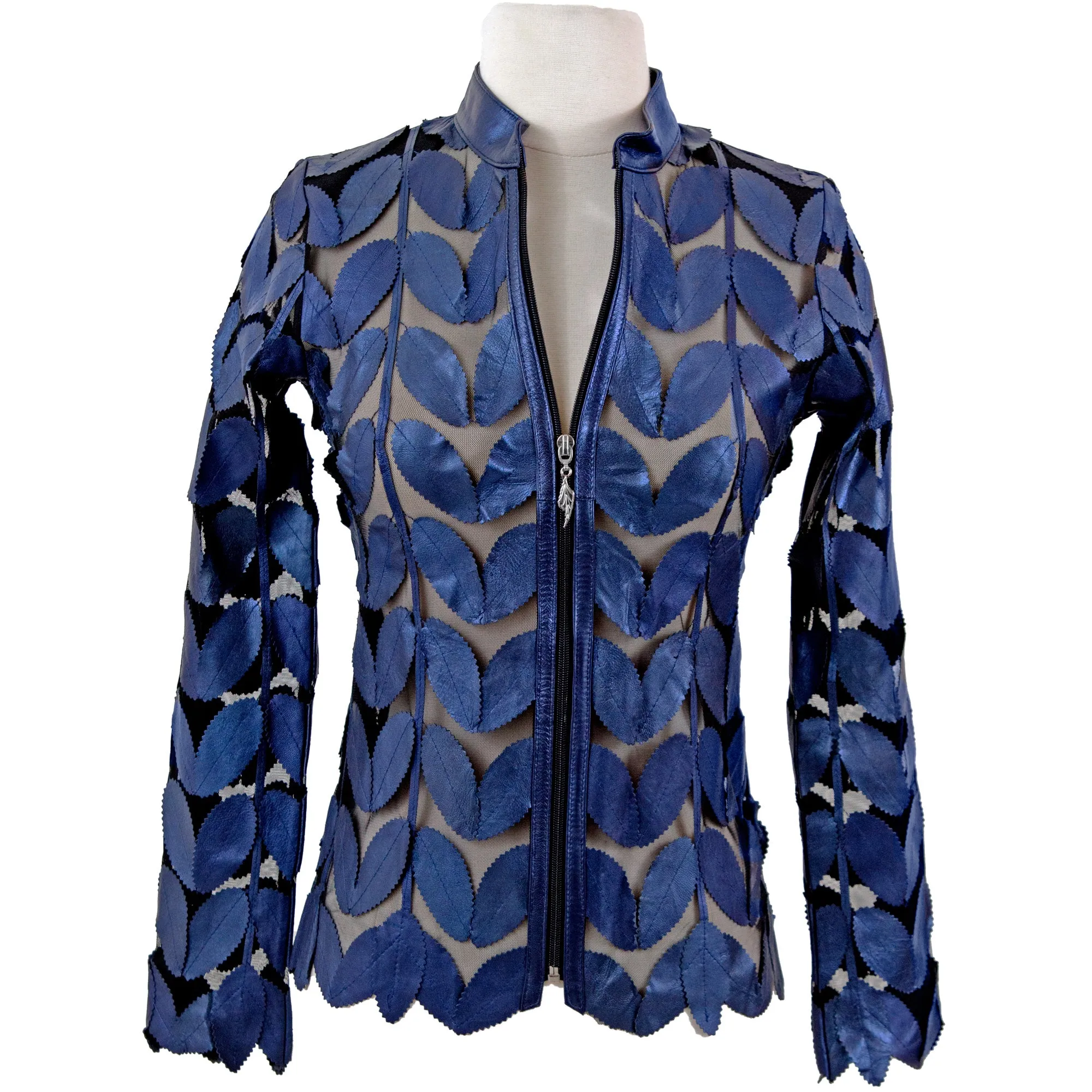 Classic Leaf Design Leather Jacket