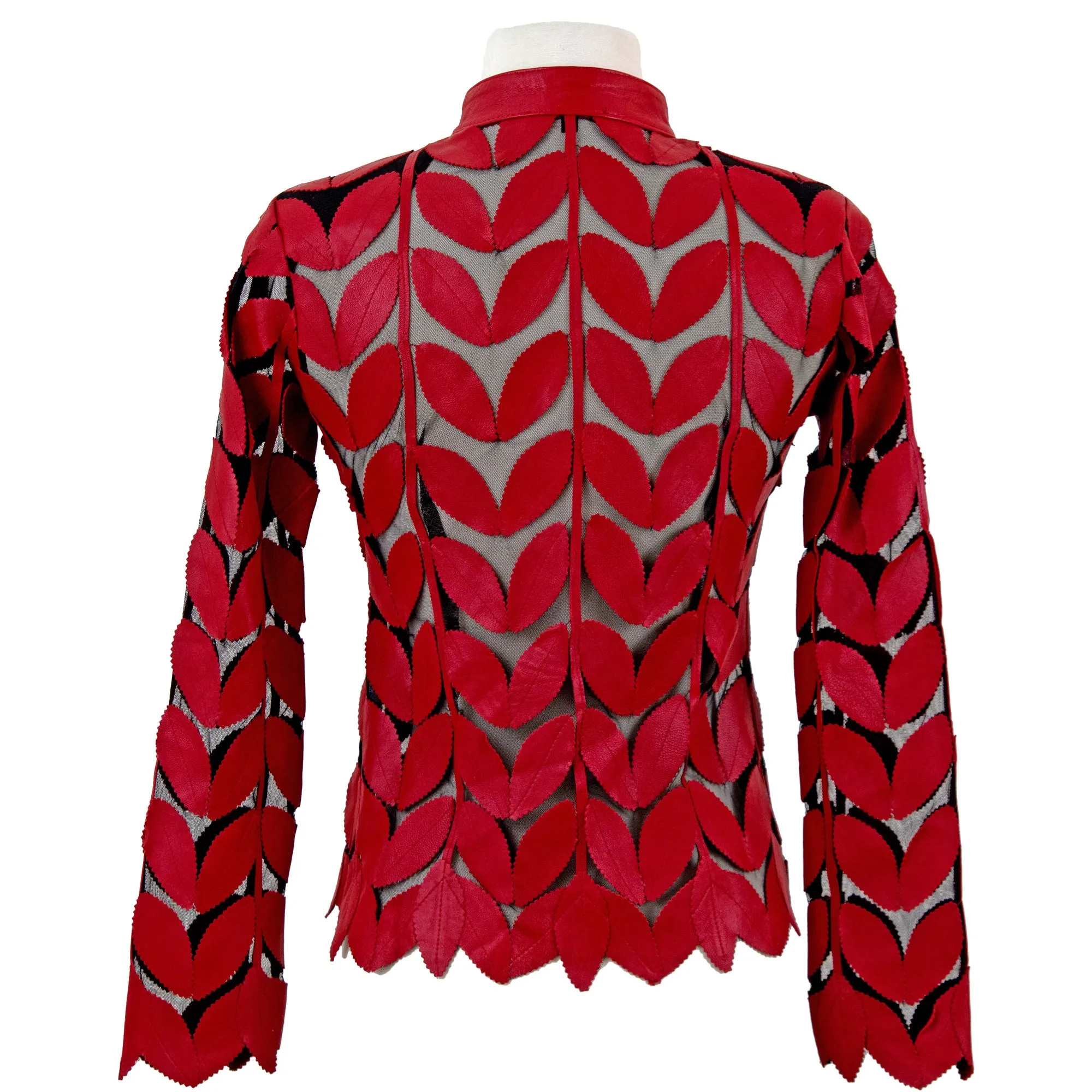 Classic Leaf Design Leather Jacket