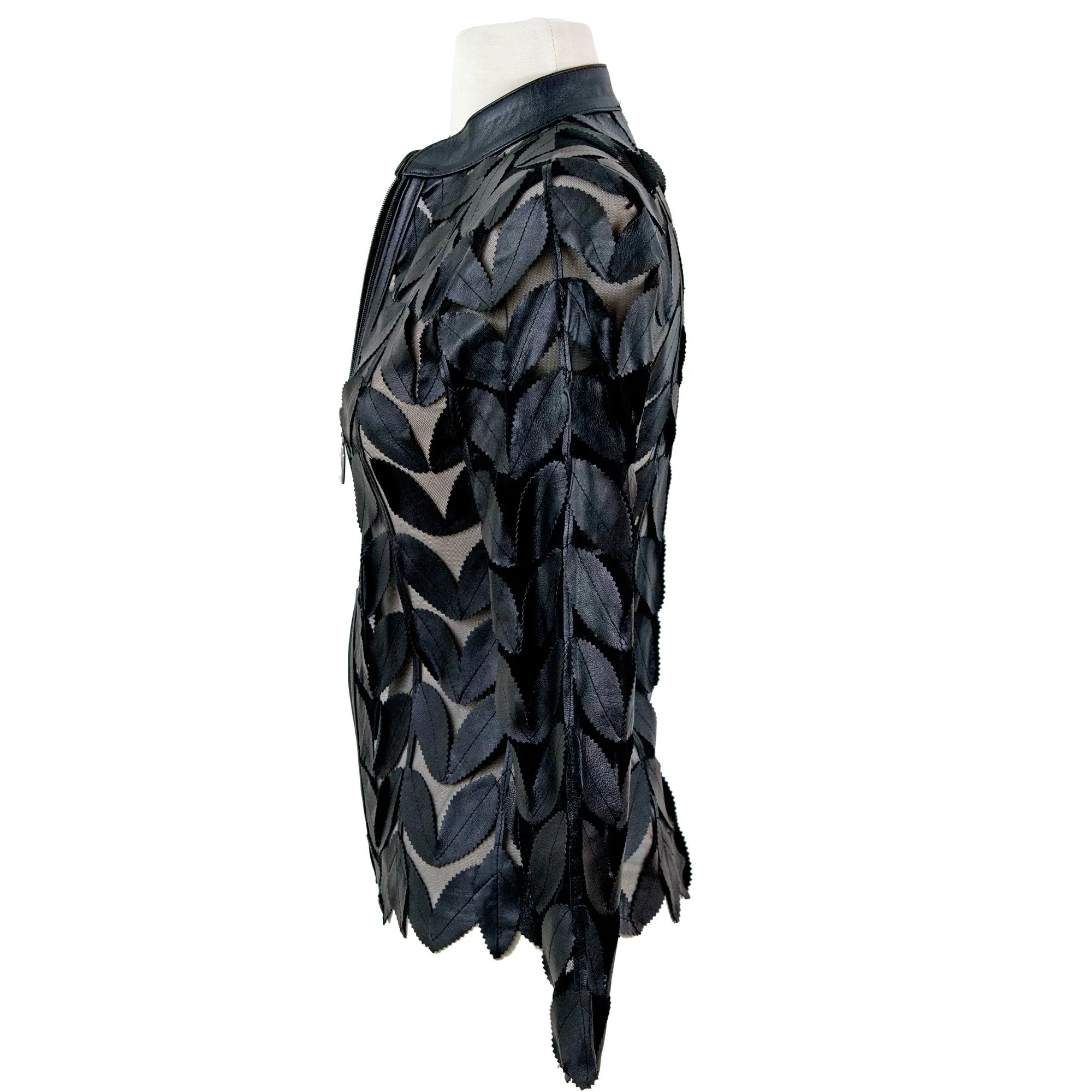 Classic Leaf Design Leather Jacket