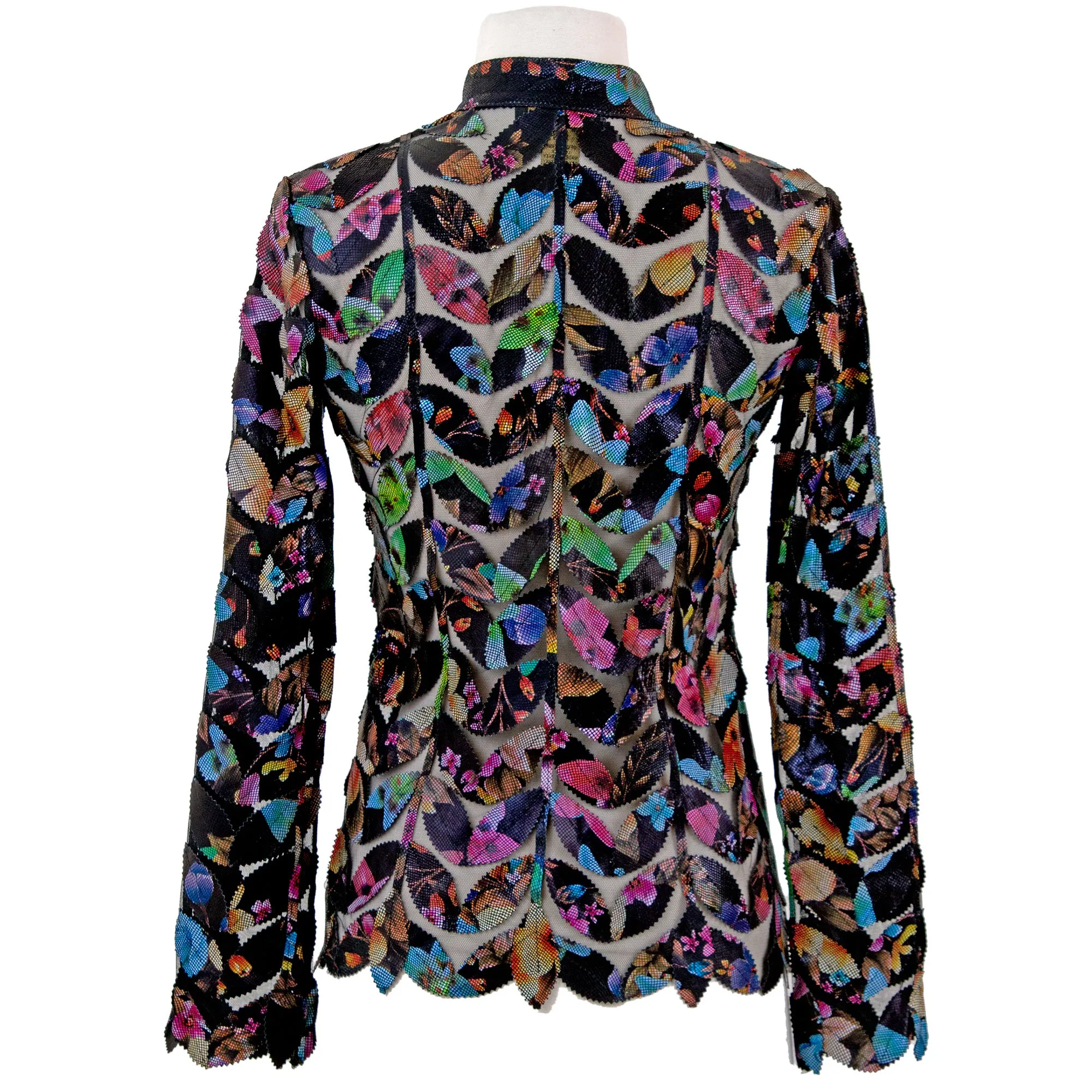 Classic Leaf Design Leather Jacket