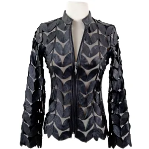 Classic Leaf Design Leather Jacket