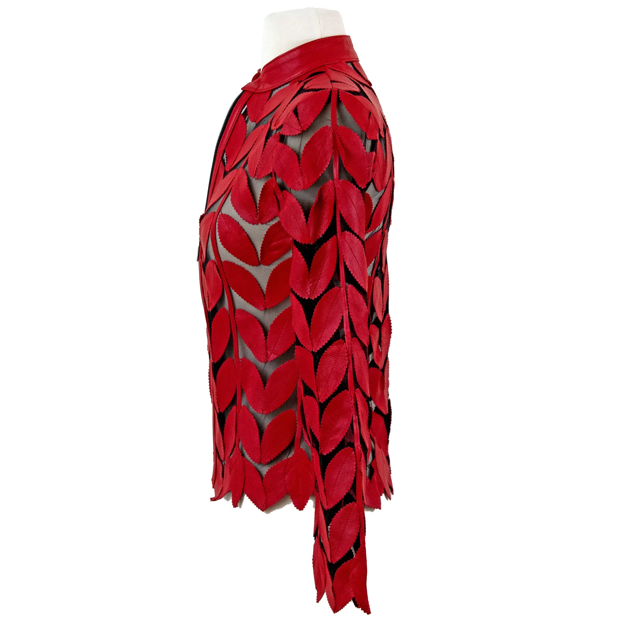 Classic Leaf Design Leather Jacket