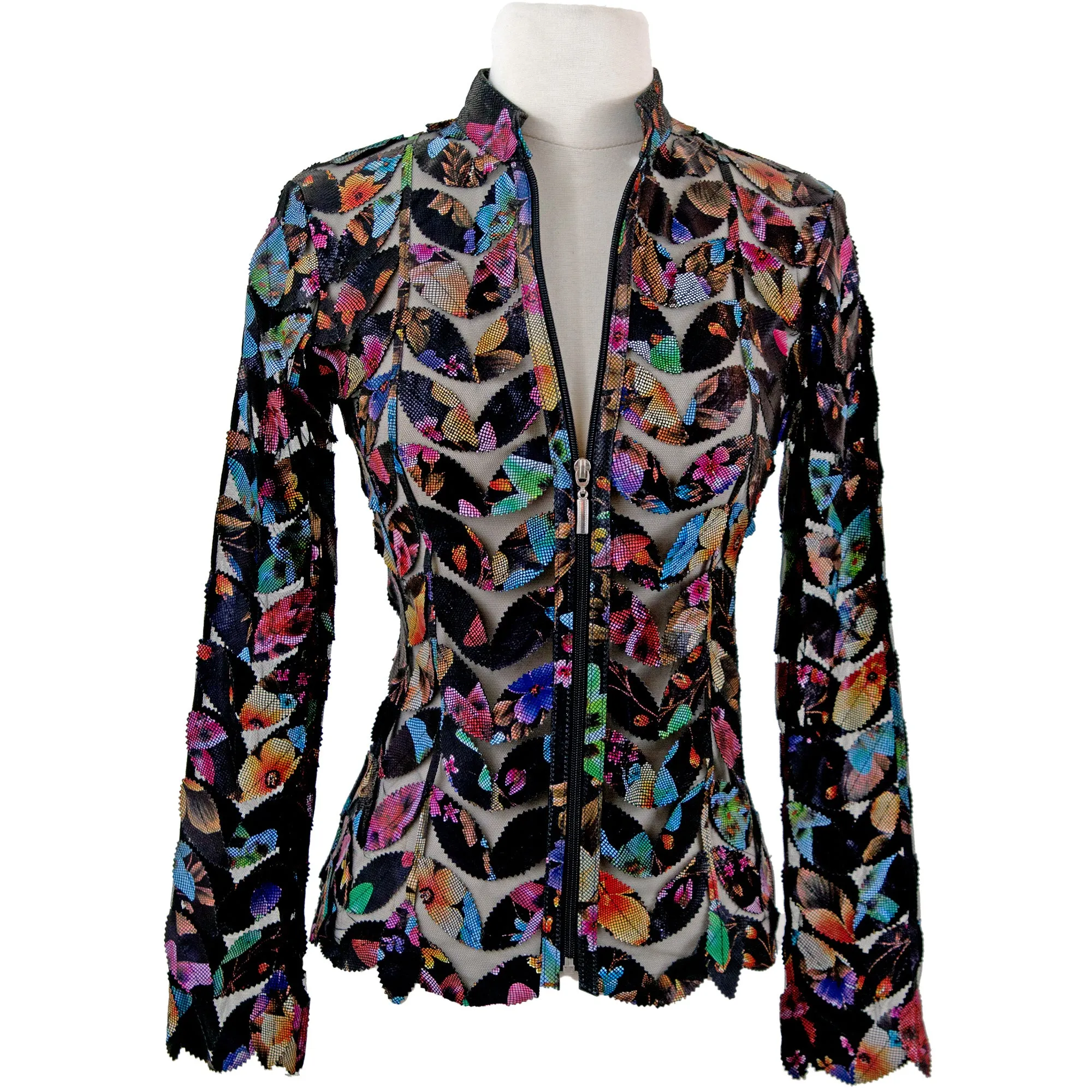 Classic Leaf Design Leather Jacket