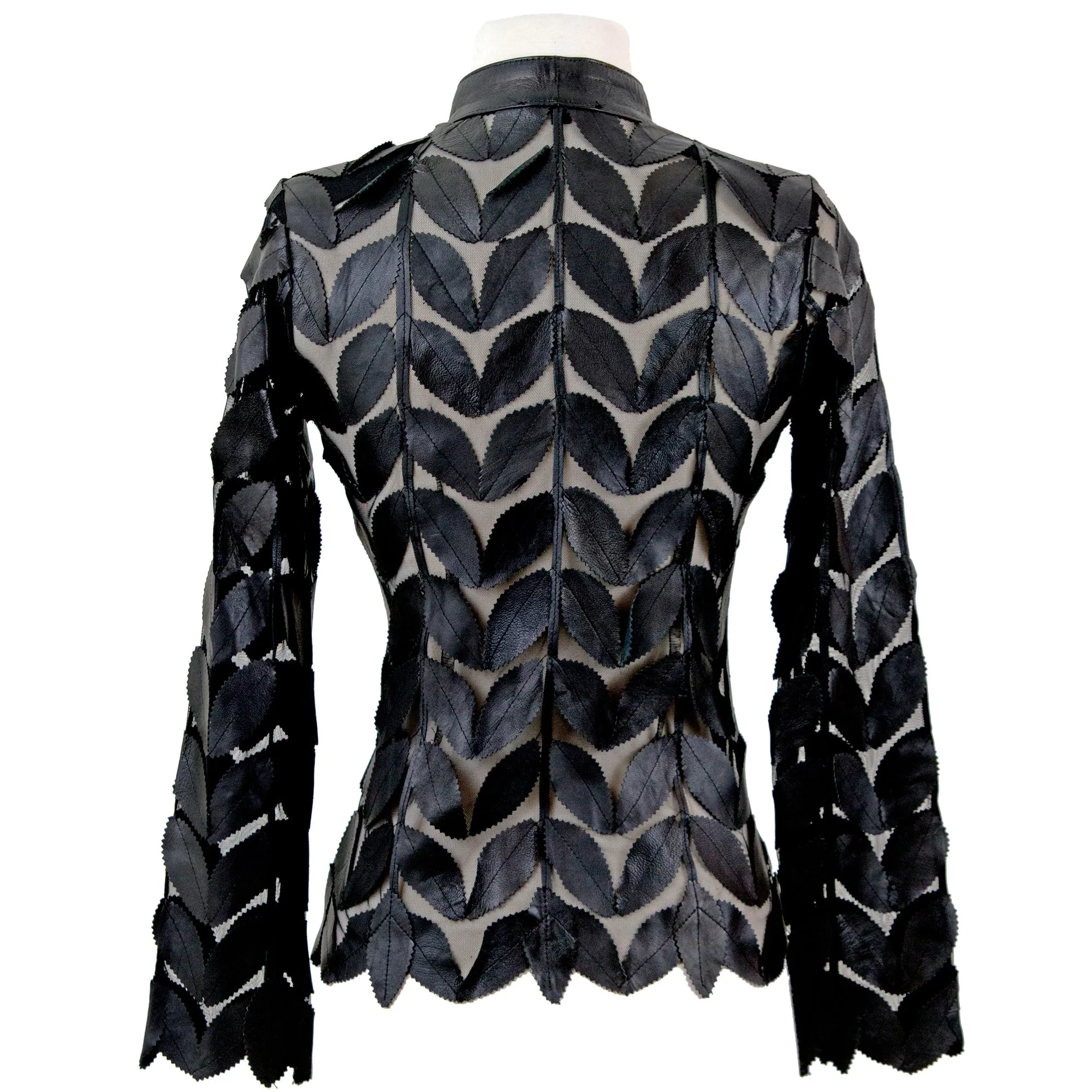 Classic Leaf Design Leather Jacket