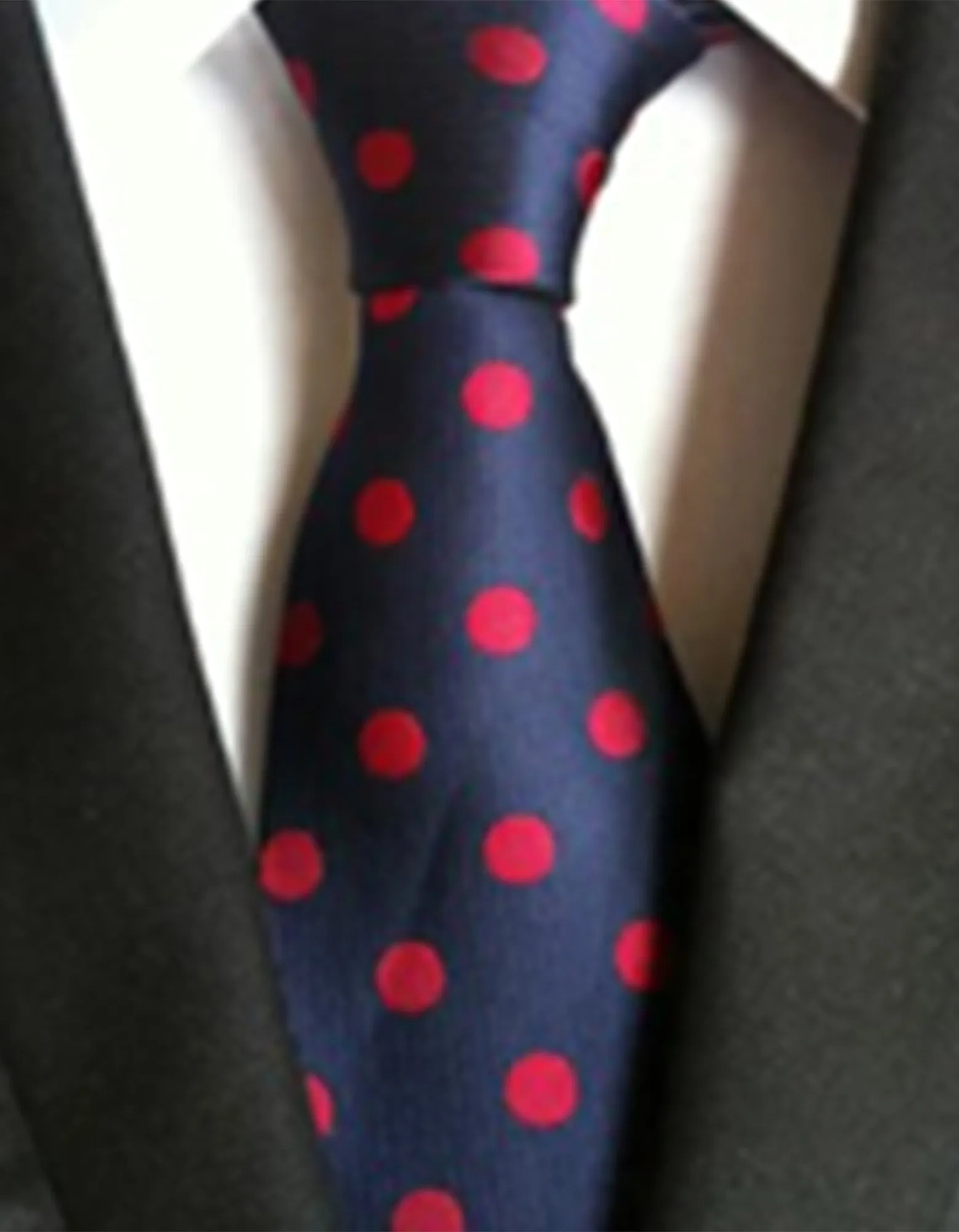 CLASSIC Neck Tie - Navy w/ Red Spots