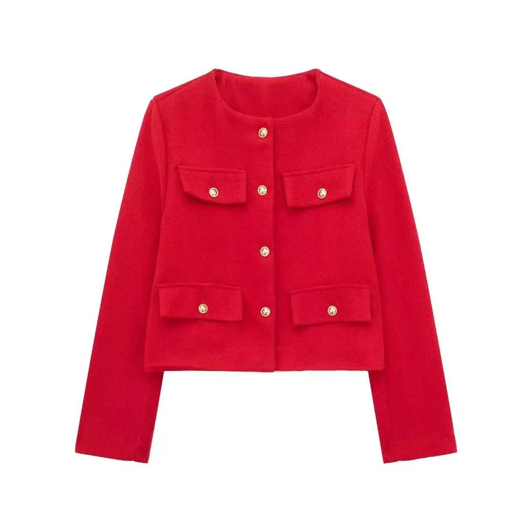 Classic Pockets Buttoned Jacket