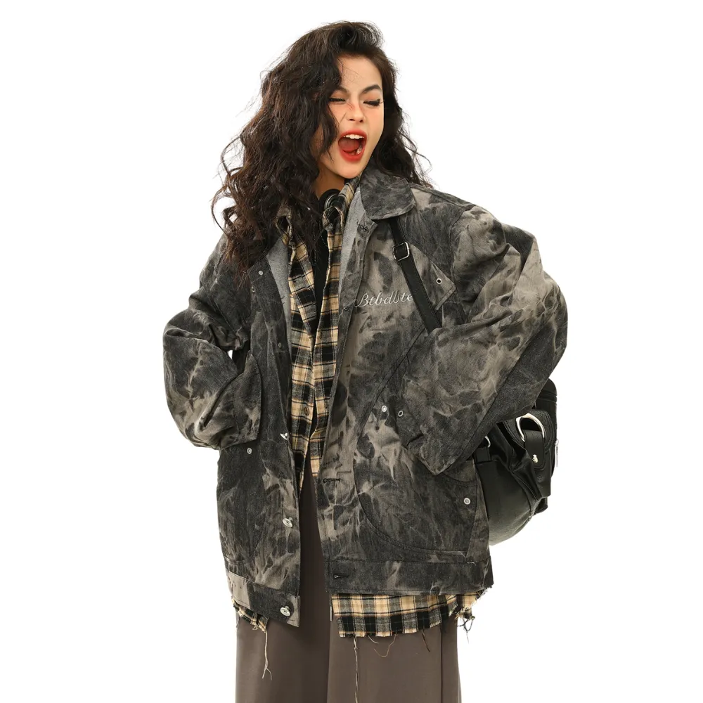 Classic Snowflake Tie Dye Denim Jacket