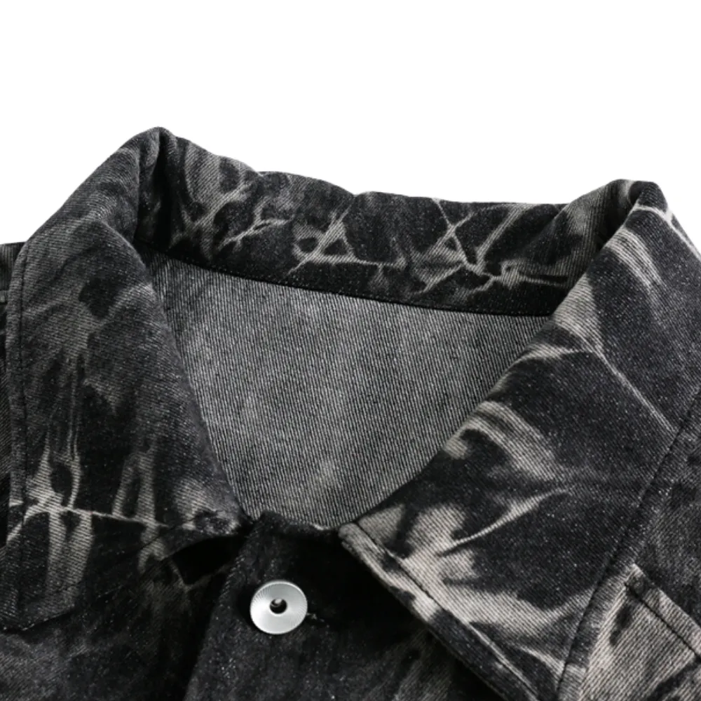 Classic Snowflake Tie Dye Denim Jacket