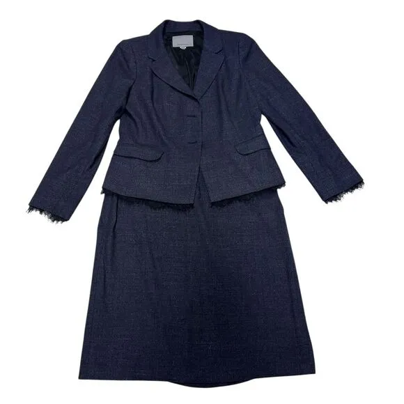 Classiques Entier Women's Navy Blue Skirt Suit Size 12 2-Piece