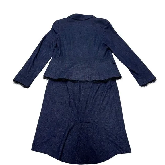 Classiques Entier Women's Navy Blue Skirt Suit Size 12 2-Piece