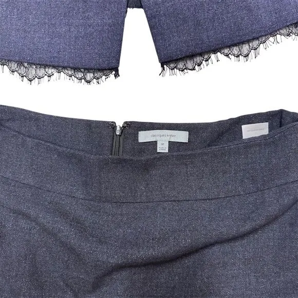 Classiques Entier Women's Navy Blue Skirt Suit Size 12 2-Piece