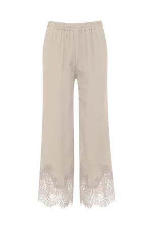 Claudette Lace Silk Pants - Pearl Crepe