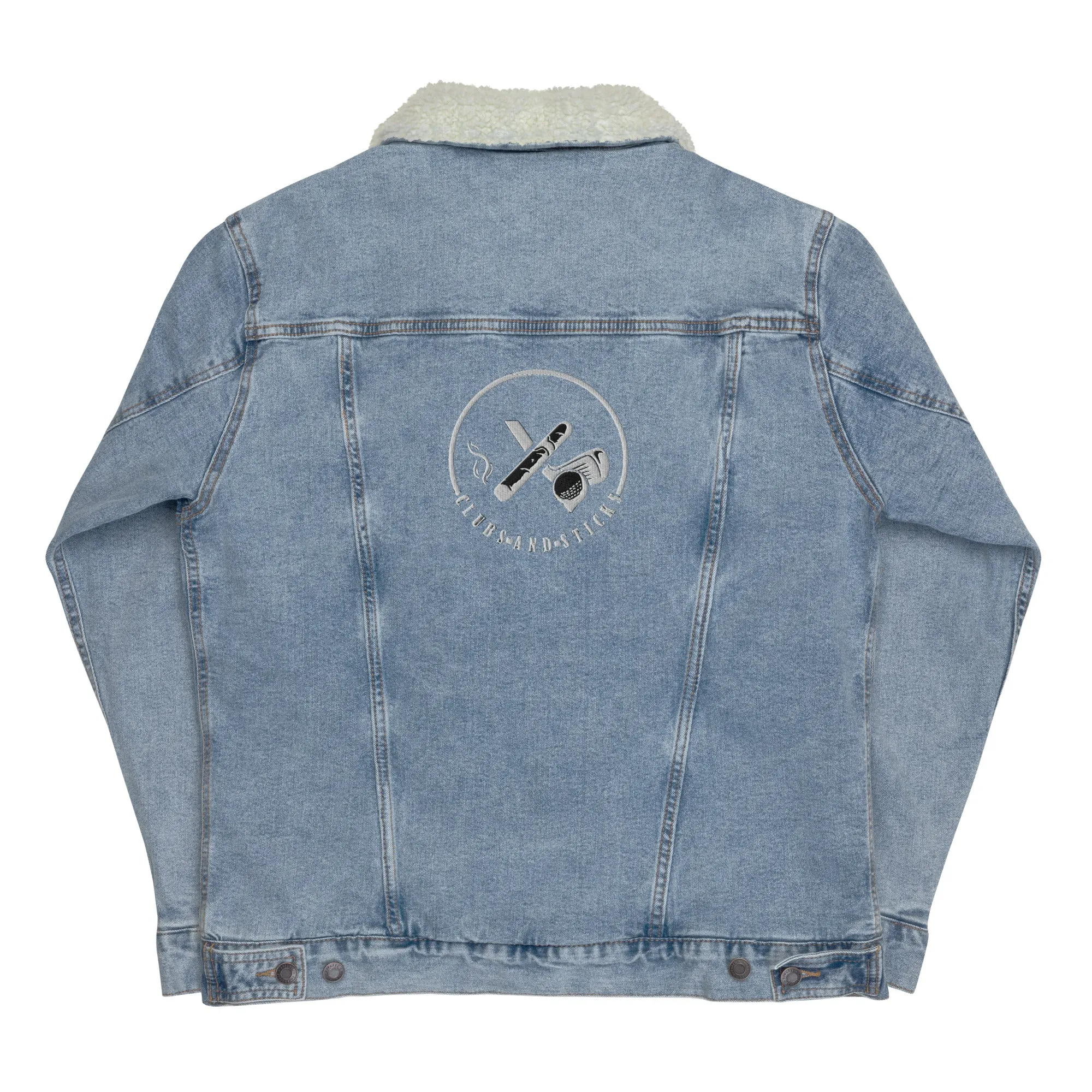 Clubs and Sticks Embroidered Denim Sherpa Jacket