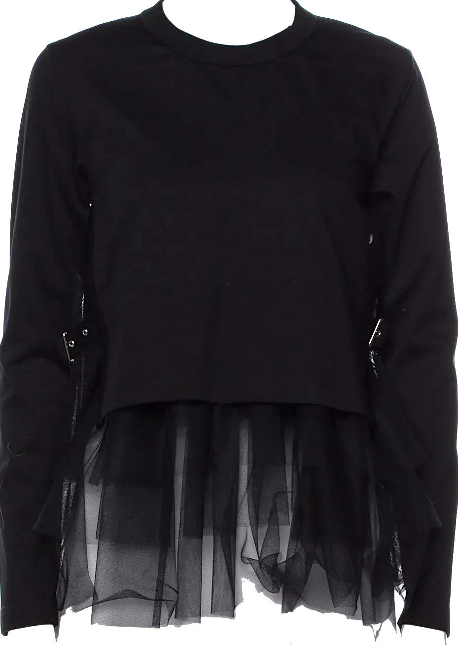 COMME DES GARCONS JAPAN. NEW W/TAGS. Noir Kei Ninomiya Black Crew Neck Long Sleeve Blouse