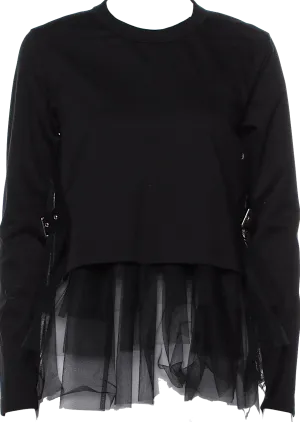COMME DES GARCONS JAPAN. NEW W/TAGS. Noir Kei Ninomiya Black Crew Neck Long Sleeve Blouse