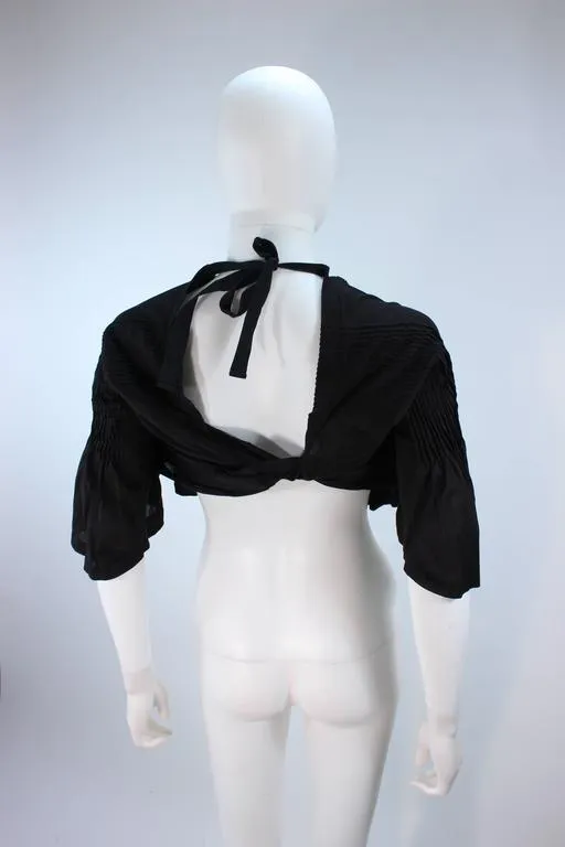 COMME DES GARÇONS Black Drape Pleated Blouse with Tie Size M