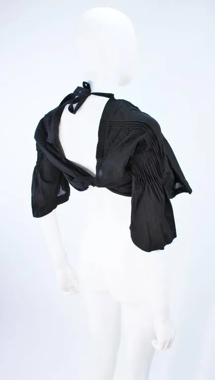 COMME DES GARÇONS Black Drape Pleated Blouse with Tie Size M