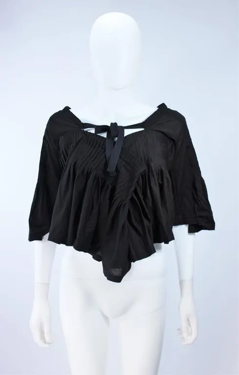 COMME DES GARÇONS Black Drape Pleated Blouse with Tie Size M