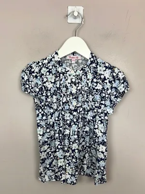 Confiture Navy Pleated front Blouse 4-5y