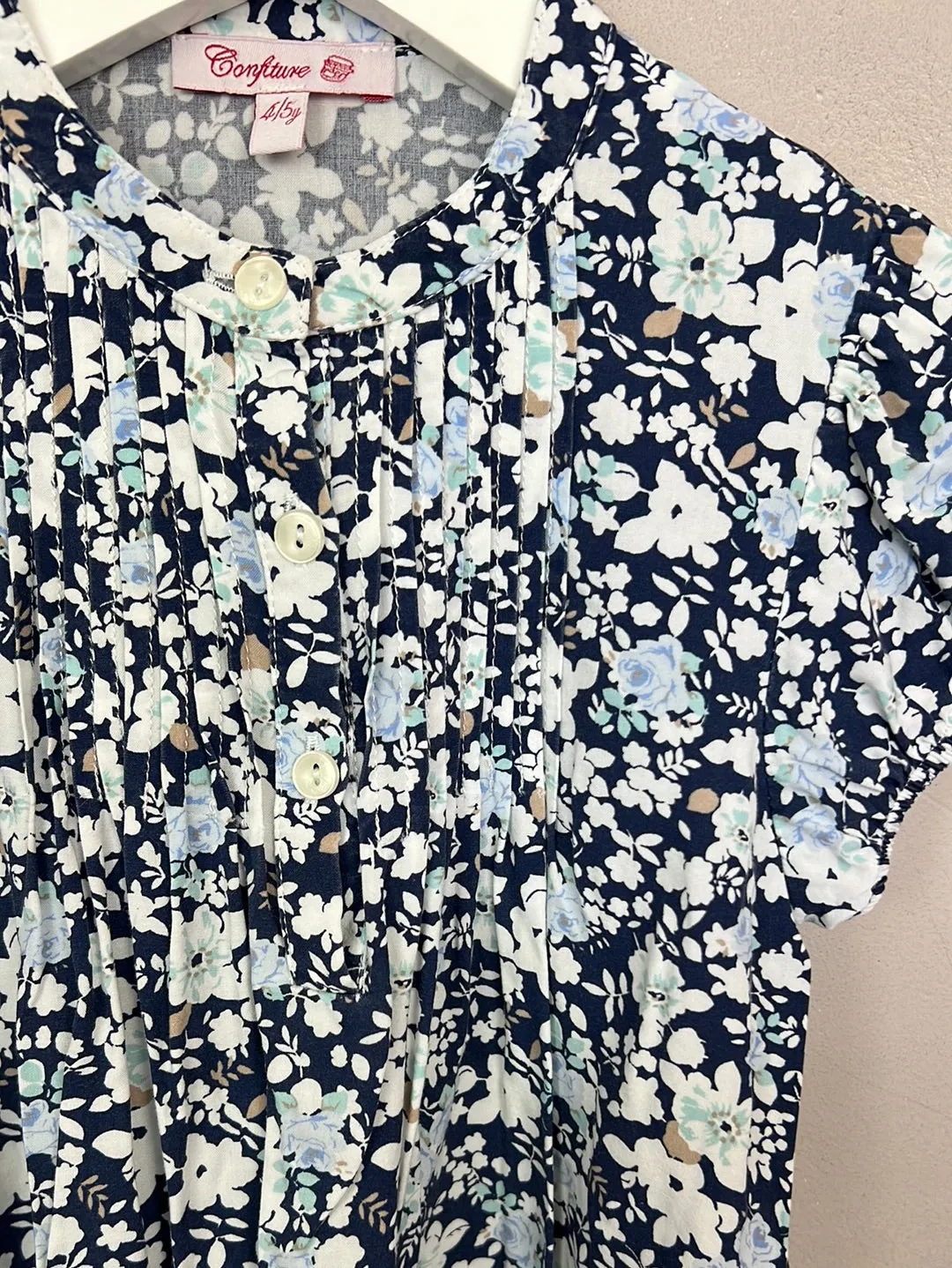 Confiture Navy Pleated front Blouse 4-5y