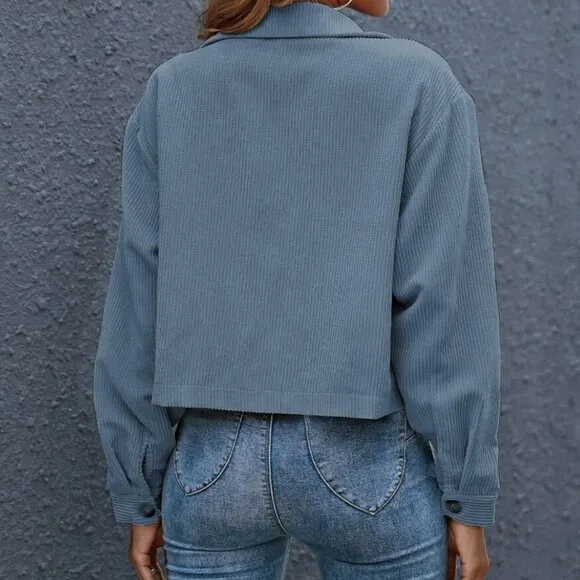 Corduroy trucker jacket shacket button up pocket