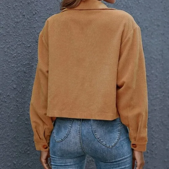 Corduroy trucker jacket shacket button up pocket