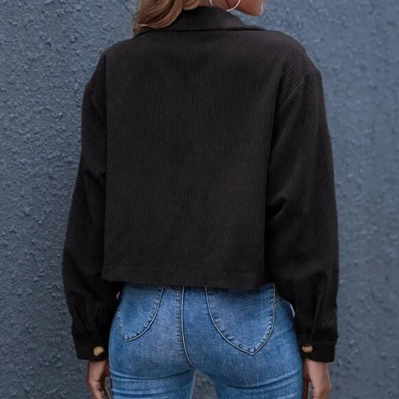 Corduroy trucker jacket shacket button up pocket