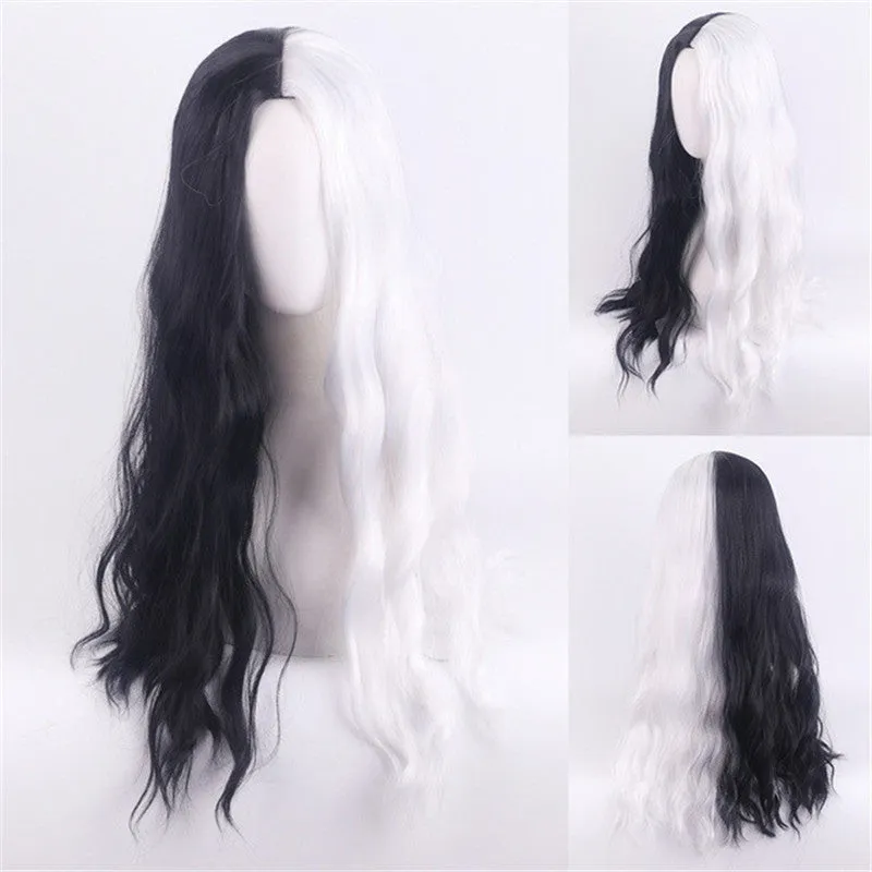 COSPLAY KUILA BLACK WHITE WITCH COLOR MATCHING WIG UB2643