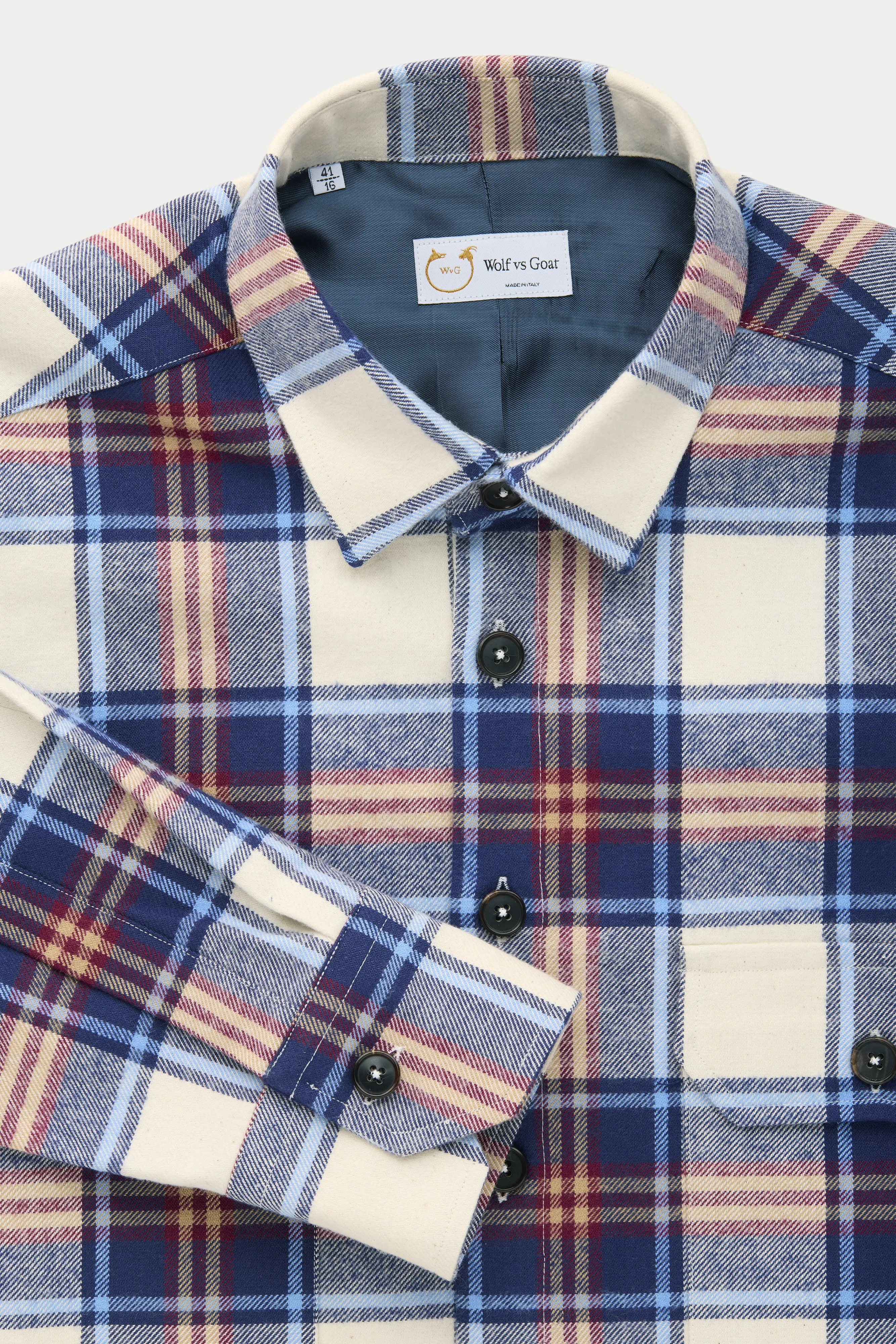 Cotton Shirt Jacket Blue and White Plaid