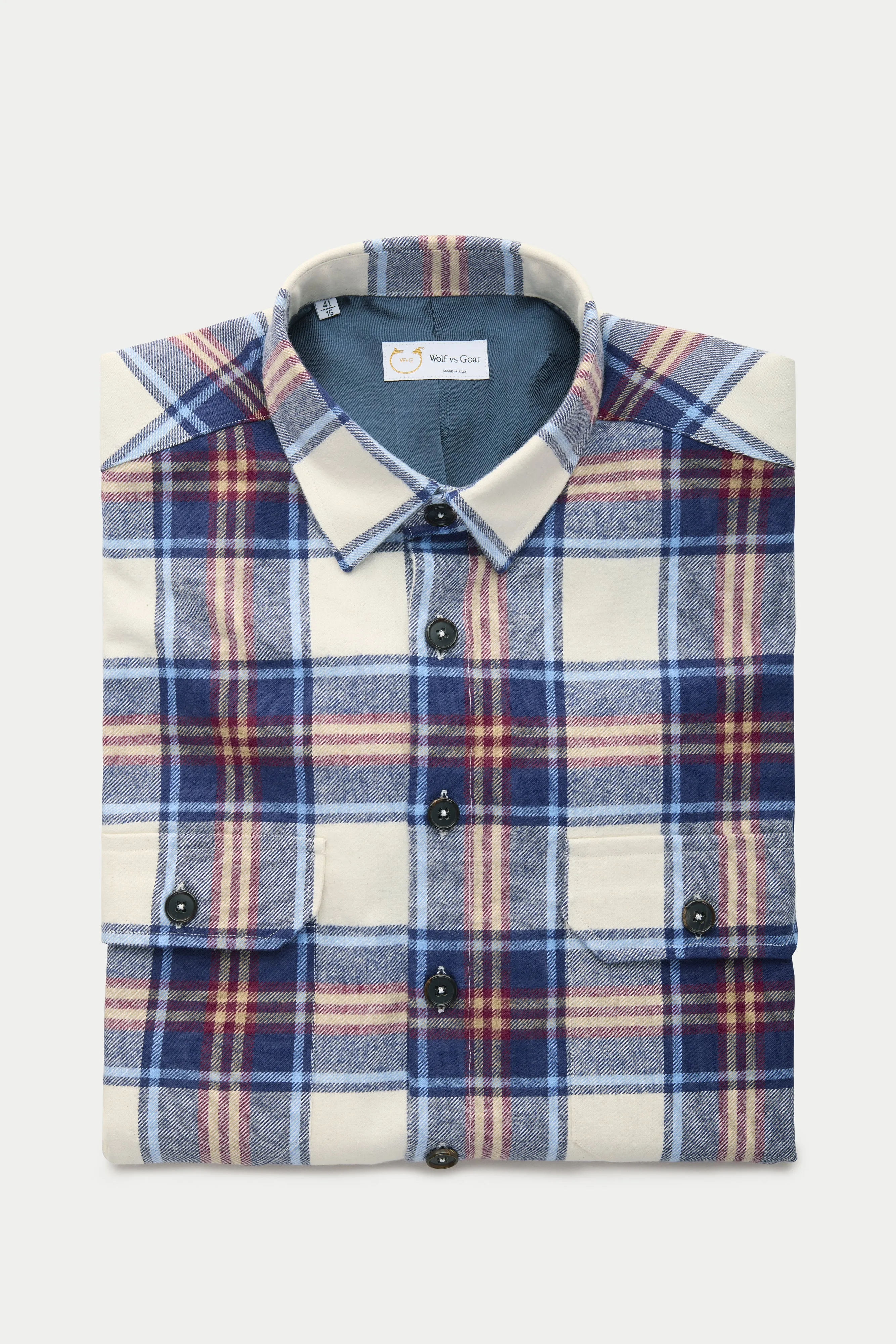 Cotton Shirt Jacket Blue and White Plaid
