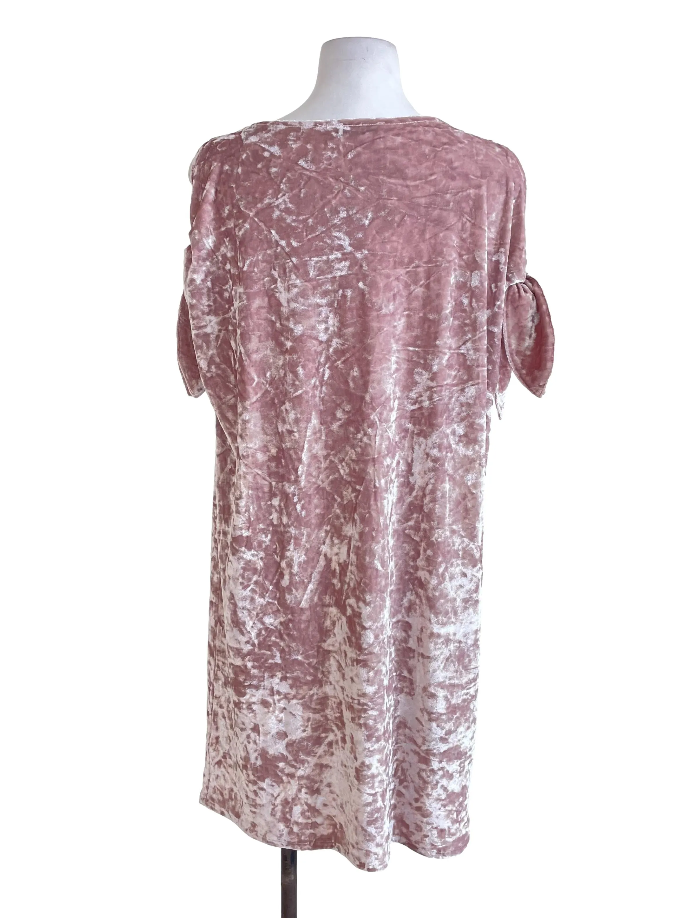 Crepe Pink Velvet Dress