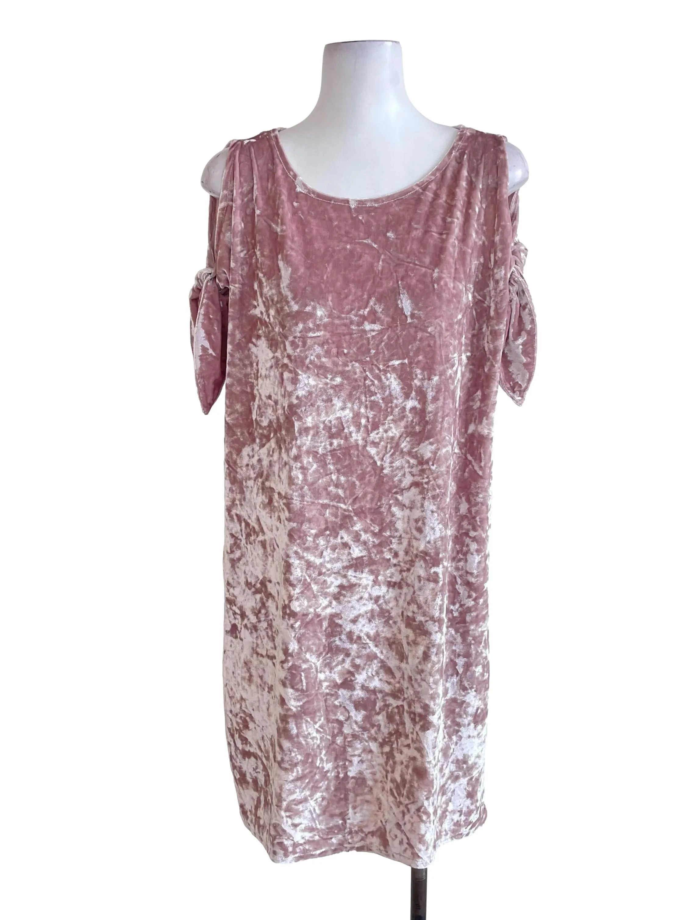 Crepe Pink Velvet Dress