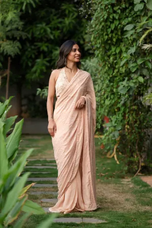 Crochet Blouse With Pre Pleated Saree