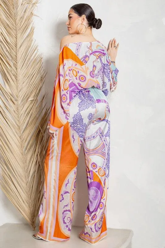 Cropped Blouse & Wide Pants Set