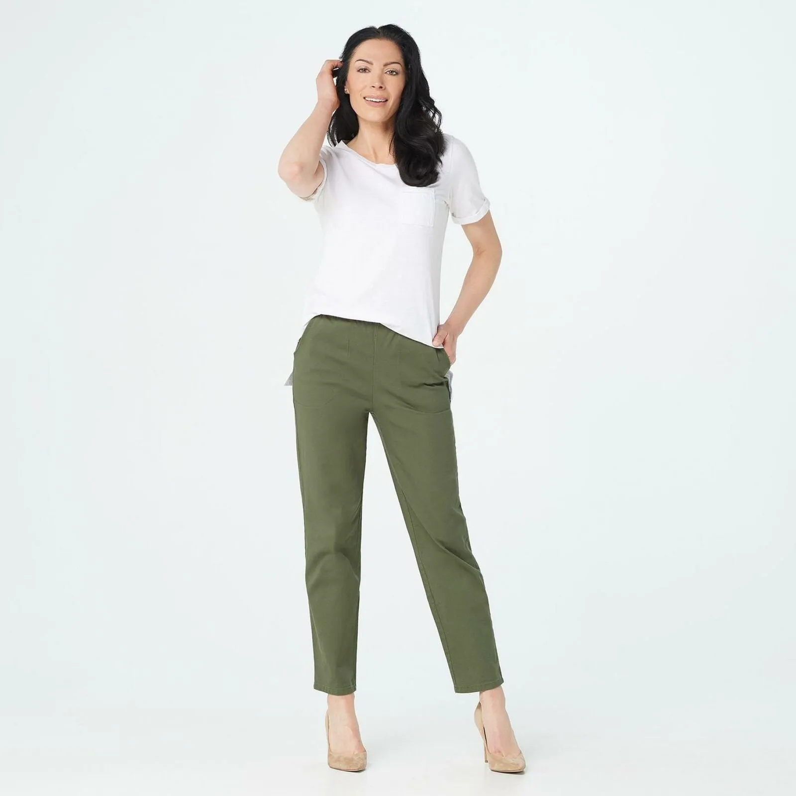 Denim & Co. Women's Petite Original Waist Stretch Twill Pants