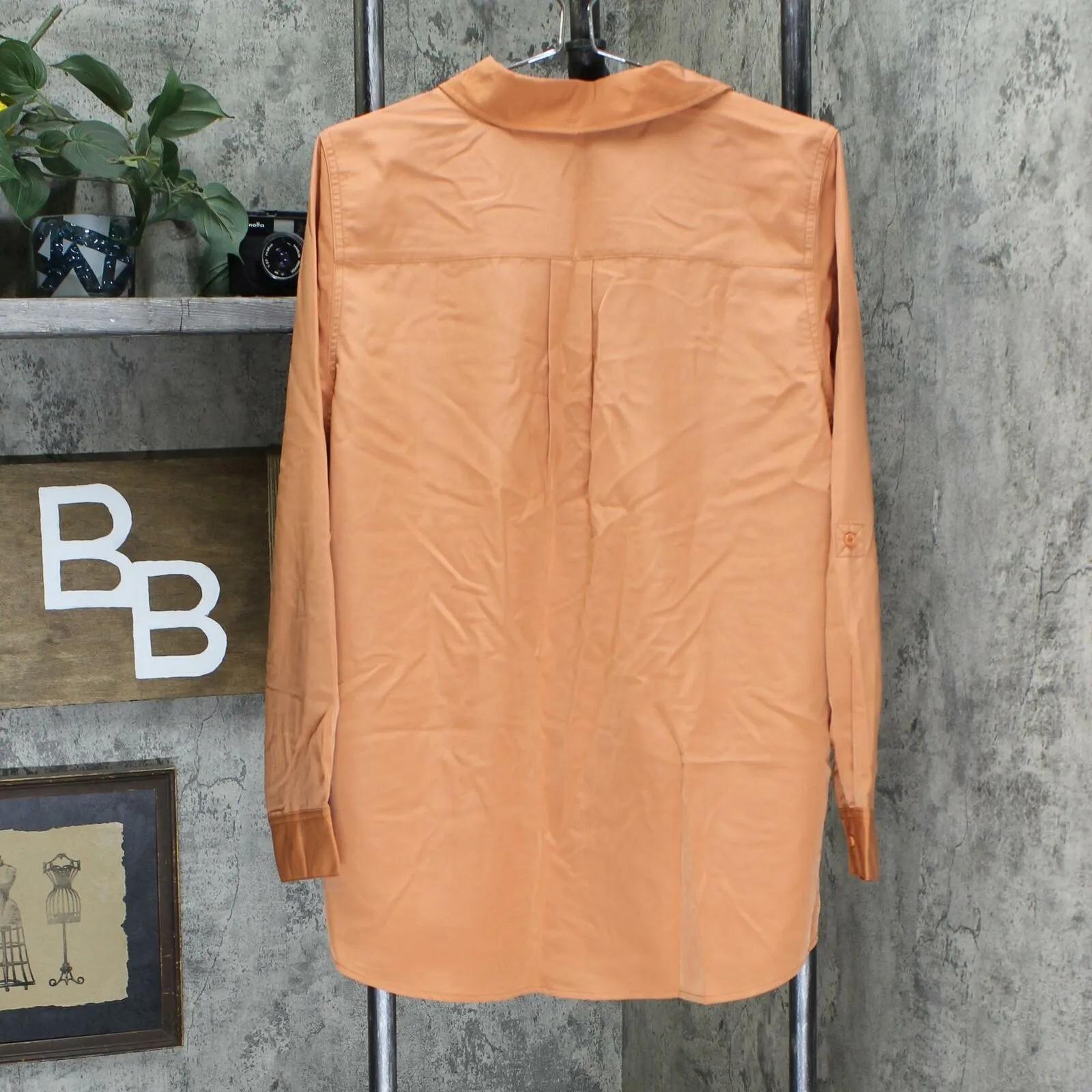 Denim & Co. Women's Roll Tab Sleeve Button Front Soft Utility Tunic Blouse
