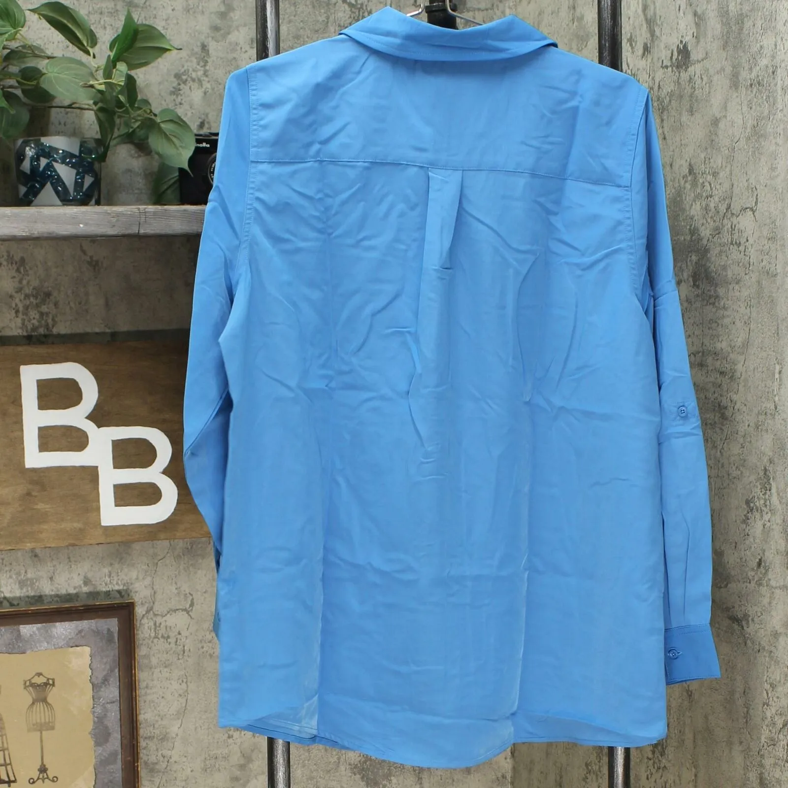 Denim & Co. Women's Roll Tab Sleeve Button Front Soft Utility Tunic Blouse