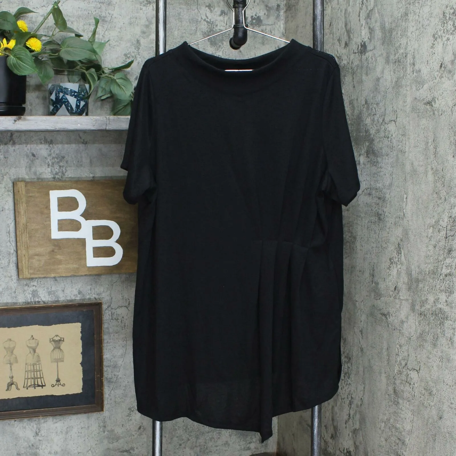 DG2 by Diane Gilman Plus Size Asymmetric Pleated Knit Top