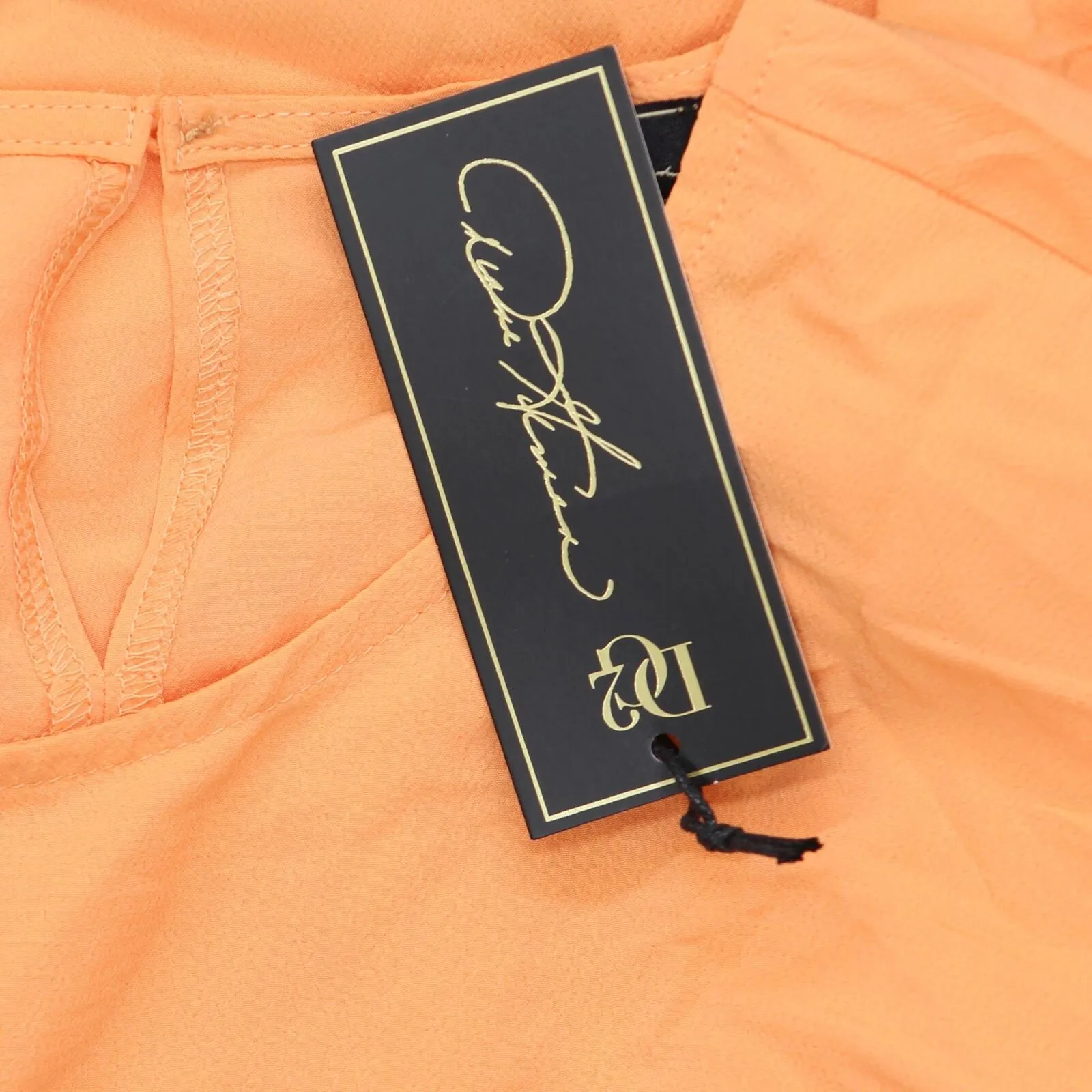 DG2 by Diane Gilman Womens Pleated Poncho Blouse Shirt Top Orange M