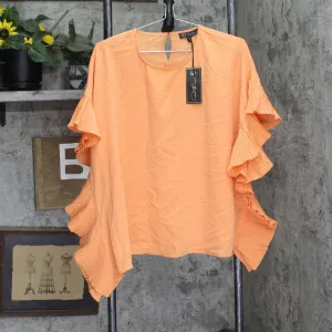 DG2 by Diane Gilman Womens Pleated Poncho Blouse Shirt Top Orange M