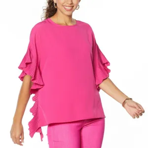 DG2 by Diane Gilman Women's Side Pleated Pullover Poncho Blouse
